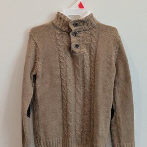Boys Rock Size 6  Tan Cable-Knit Mock Neck Sweater
